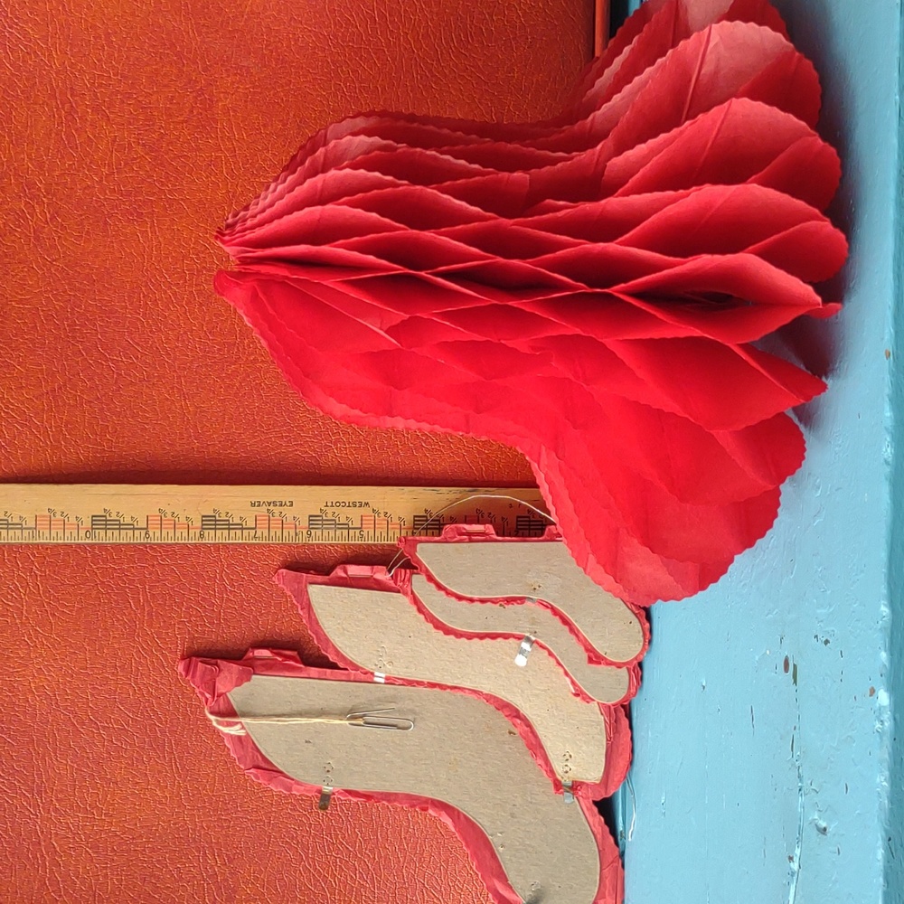 Vintage red paper honeycomb bells